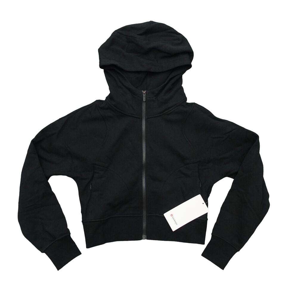 New Lululemon Cotton French Terry Zip Hoodie Black Womens Size 8